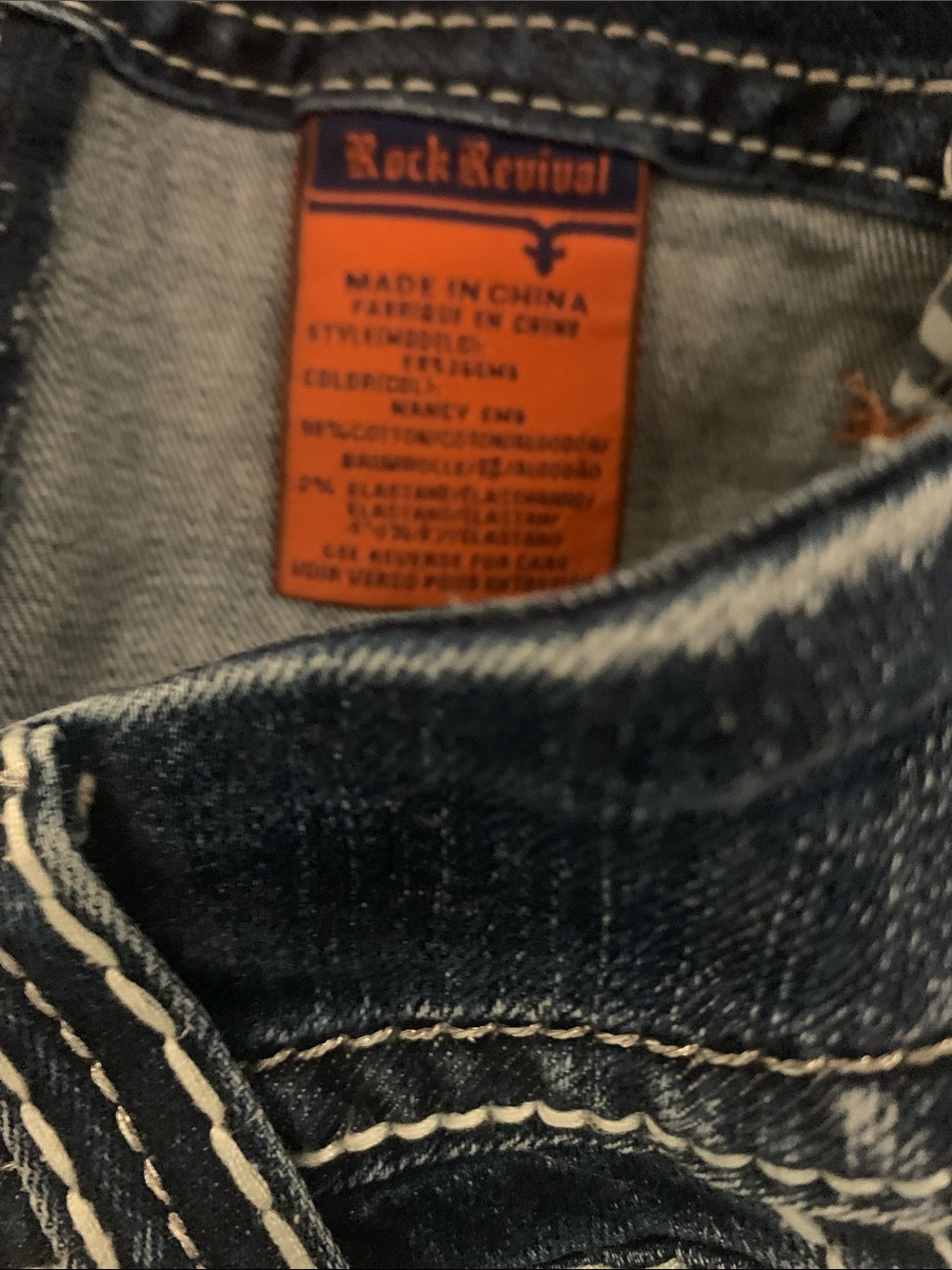 Rock Revival Bermuda Nancy Indigo Denim Shorts with Contrast Stitching Size 36 - Picture 7 of 8